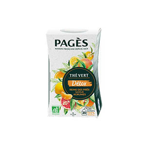 Boite de 20 sachets de thé vert détox bio - PAGES