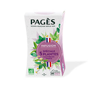 Boite de 20 infusions bio spéciale 5 plantes - PAGES 