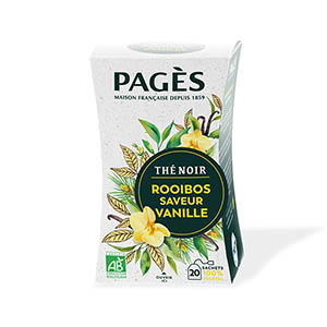 Boite de 20 sachets de thé noir Rooïbos Saveur Vanille bio - PAGES