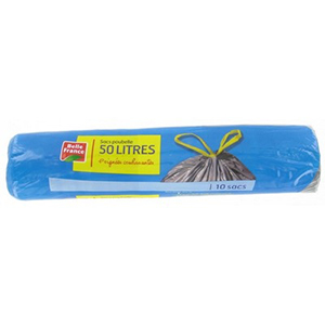 Sac poubelle liens coulissants - BELLE FRANCE - 50L x10